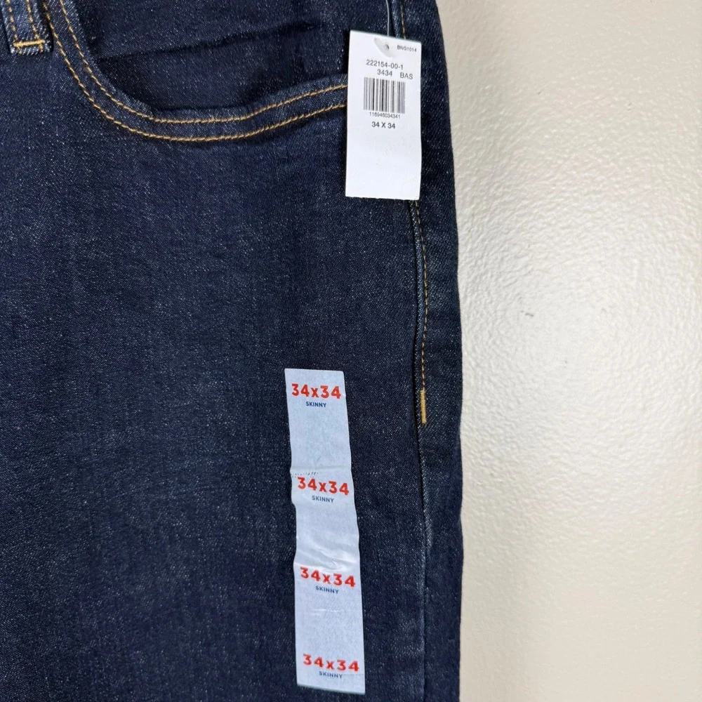 Old Navy Men's 34x34 Skinny Jeans Dark Wash Blue Stretch Denim NEW